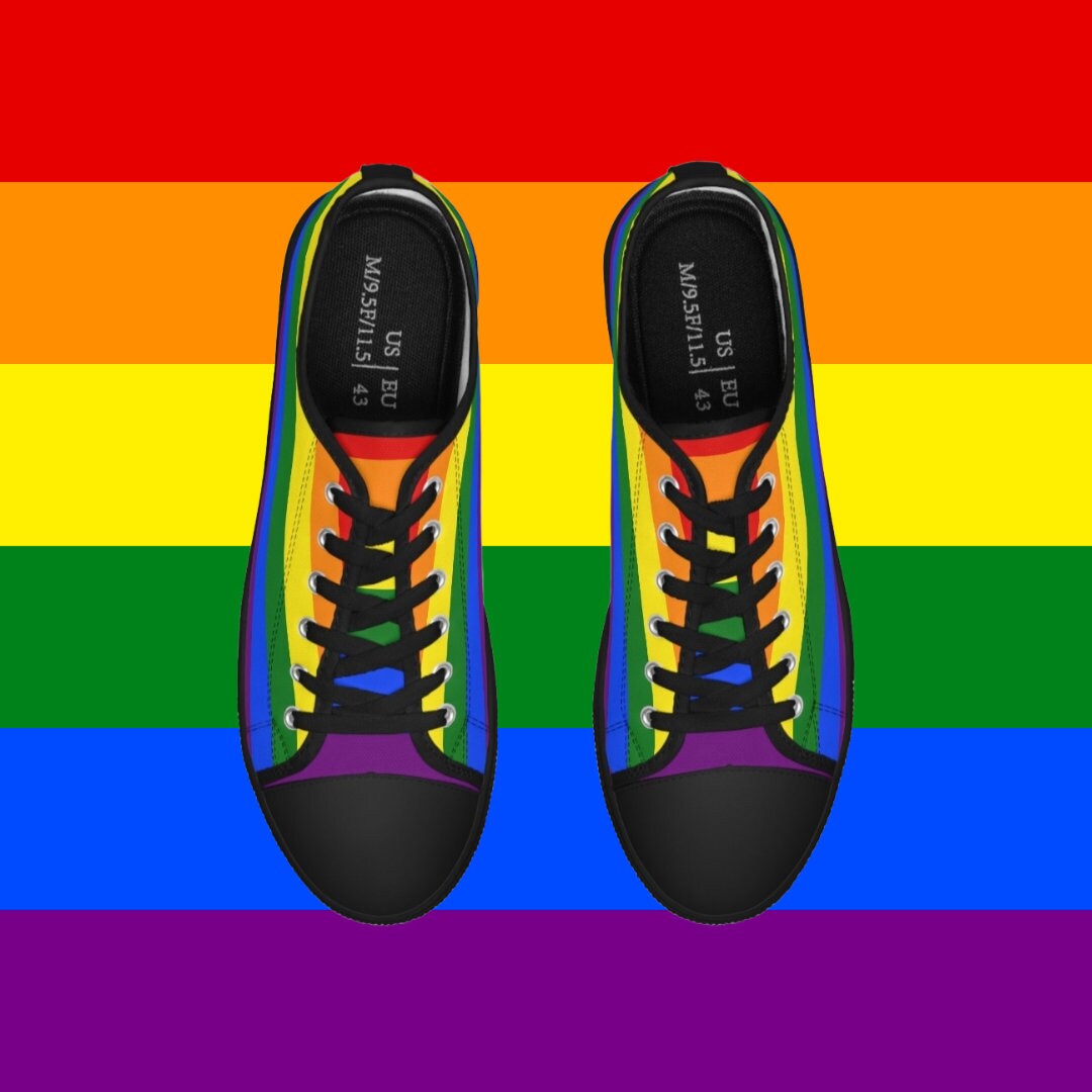 Pride Flag Low Top Sneakers - White or Black - LGBTQIA - Unique ...