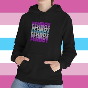 Femboy Pride Flag Repeating Print Hoodie