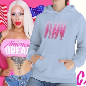 Bluza z kapturem Sissy Pink z powtarzającym się nadrukiem - Sissies - Femboys - Uległy - LGBTQIA - Softboys
