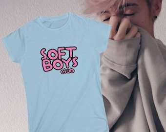 T-shirt doux coupe féminine Boys Club - Vêtements femboy - Poule mouillée - Poules mouillées - LGBTQIA - Weeb - Catboy