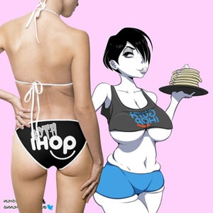 Goth IHOP 2 Piece Bikini - Hot Goth Clothes - Parody Brand - LGBTQIA Bikini - How May I Serve You - Hot Tub Stream -