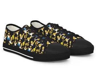 The Worlds Greatest Shoe Low Top Sneakers - Homer Print - Multi-Homer - Simpsons Gifts - Summer Casual - Casual Kicks