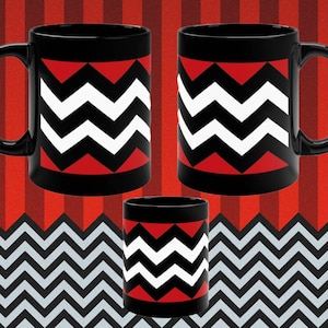 Twin Peaks Red Room Black Mug - 11oz - FREE USA DELIVERY - Ships Worldwide - Black Lodge - Twin Peaks Gift Ideas