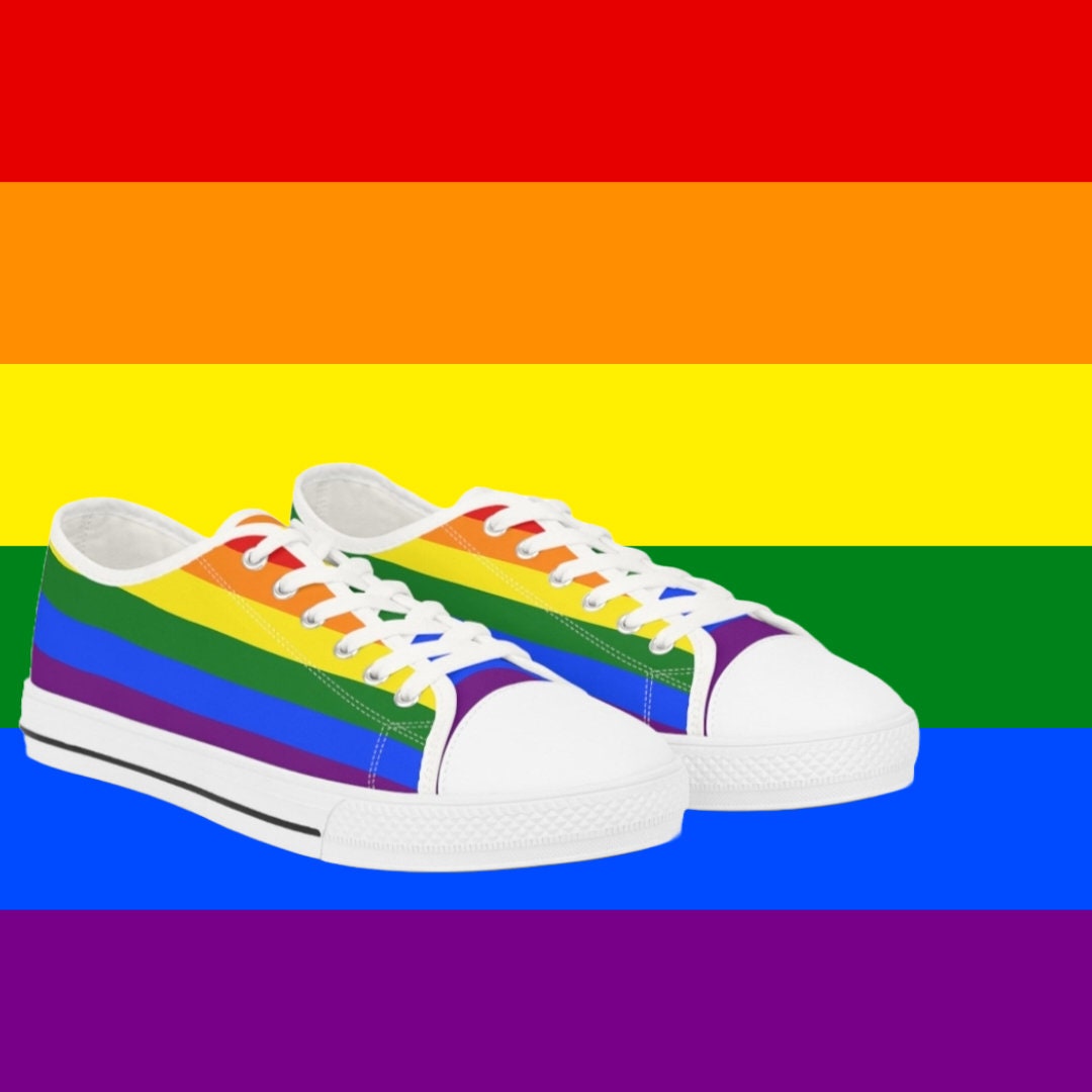 Pride Flag Low Top Sneakers - White or Black - LGBTQIA - Unique Sneakers - Summer Shoes - Pride Gifts - Gay Shoes