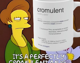 Taza de café con definición de diccionario Cromulent - 11 oz - Chistes de Los Simpson - Ampliar - Chistes de idiomas - Regalo de Los Simpson -
