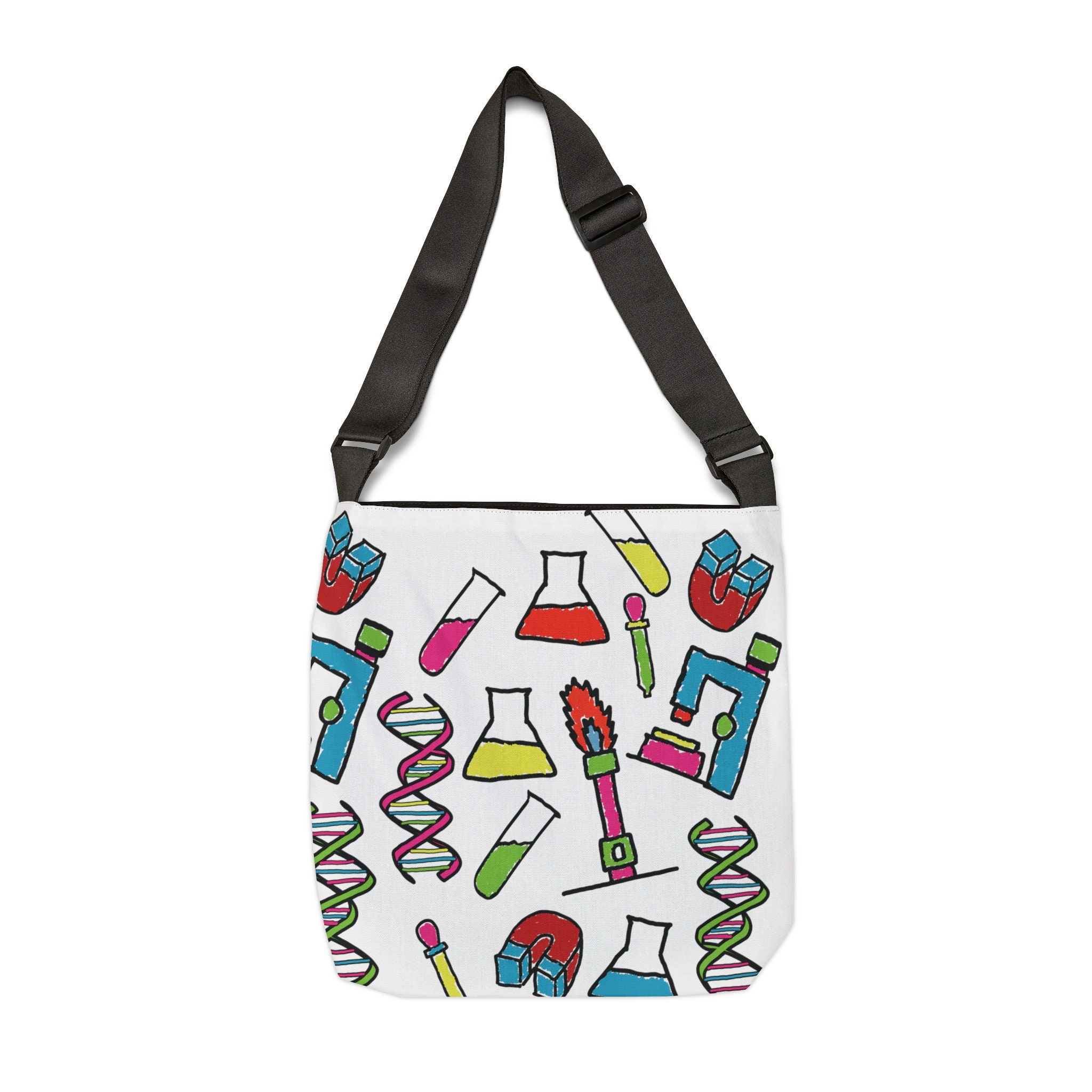 Science Stuff Adjustable Tote Bag 2 Sizes Zip Closure Geeky Tote Nerdy ...