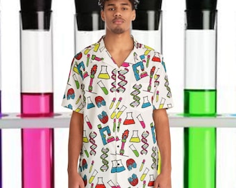 Science Graphic Hawaiian Shirt | Lab & Elements T-Shirt | Scientific Illustration Apparel | Chemistry Gifts | Science Teacher Gifts
