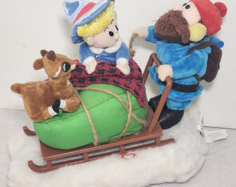 Gemmy Rudolph The Red Nosed Reindeer Hermey the Elf Yuon Cornelius Sleigh Singing Dialogue  (invETS2)