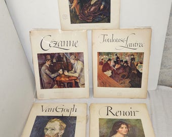 Vintage Abrams Books Artist Prints Cezzane Toulouse-Lautrec Rubens Van Gogh Renoir Lot of 5 (invets06)