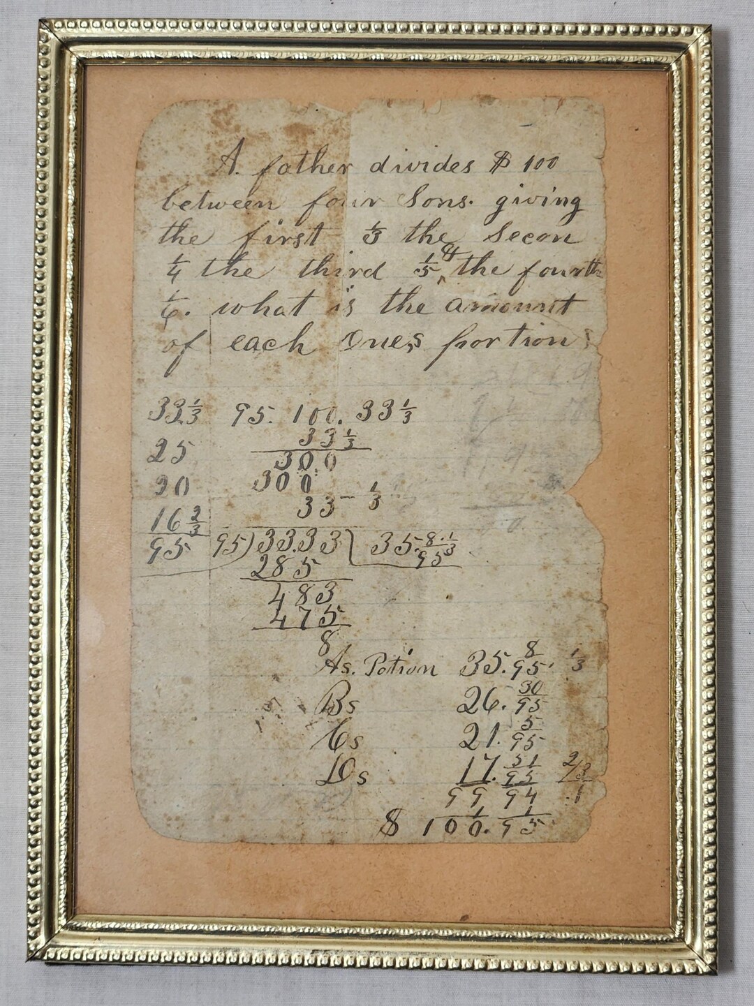 Old Math Scripts Antique Handwriting Sample Mathematics Problem Old School Work Notebook ...
