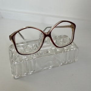 Oversize Brown and Clear Ladies - New Old Stock Vintage Eyeglass Frames - No Lenses - Woodgrain pattern