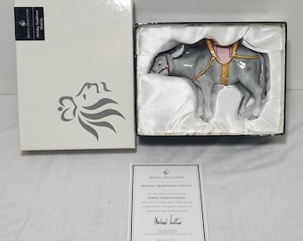 Royal Doulton Holiday Traditions Nativity Donkey 2004  HN 4706  22 Karat Gold Accents Hand Made & Decorated  (INV C74)
