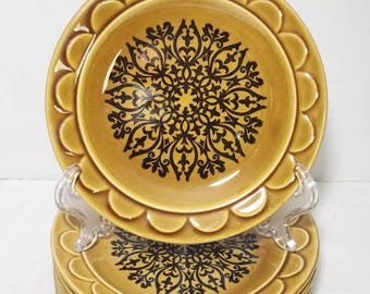Coventry by Homer Laughlin Castilian Granada Harverst Gold Dinnerware Mid Century Set of 6 Salad Dessert Bread  Plates 6.25" (INVCrt C72 #5)