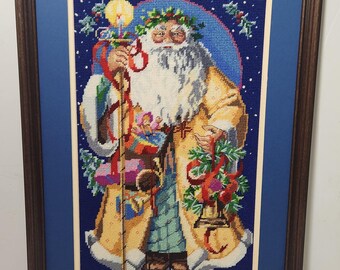Vintage Christmas Father Time  Santa Claus Bucilla Nancy Rossi Needlepoint
