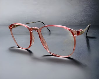 Pink Vintage Retro Eyeglass Frames 1980s, Oversize Round, Renaissance Eyewear Varsity Rose, Demo Lenses