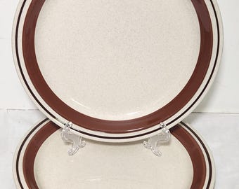 Contemporary Chateau Sienna Brown Set of 4 Dinner Plates.  Handpainted Stoneware. Japan.  By Yamaka.  10.5"  (invc37)