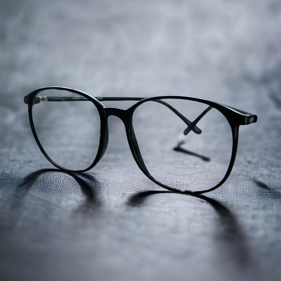 Round Black 1980s Oversize Eyeglass Frames - New … - image 1