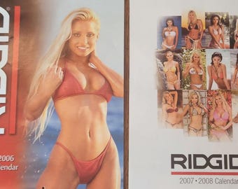 Vintage 2005-2006 and 2007-2008 Two-Year Ridgid Tool Company Pin-Up Calendars  Girls in Bikinis  Excellent Condition! (Inv ETS06 #22 )