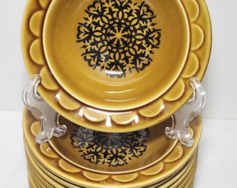 Coventry by Homer Laughlin Castilian Granada / Harverst Gold Dinnerware Mid Century  1970's Set of 10 Smaller Bowls 6" (INVCrt C73 #6)