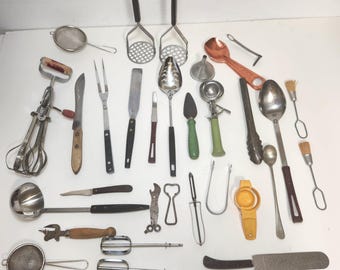 Farmhouse Kitchen Drawer Contents - Carborundum Knife Sharpener, Fuller Brush, etc.(invETs05)