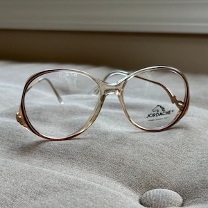 Jordache Drop-Arm Round Plastic Frames in Brown and Beige Fade - 55-17- New Old Stock - Demo Lenses