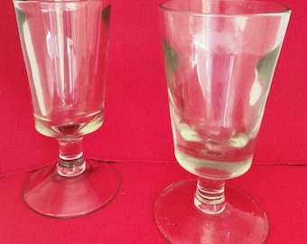 Antique Celery Glass Footed Vase.  Pair.  Handblown 1800's. (invCR26)