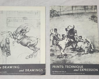 Vintage Art Instruction Books On Drawing and Drawings by Costello and Prints: Techinque and Expression by Ivins 1950's (invETB03)