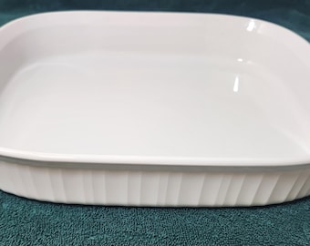 Corning French White Casserole Large Baking Dish Ribbed Sides 4.5 Liter F21-B (invETS10#1)