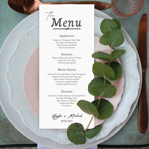 Minimalist Wedding Menu Template | Modern Script Wedding Dinner Menu | Printable | Digital Download | Reception Dinner Menu Editable | DIY
