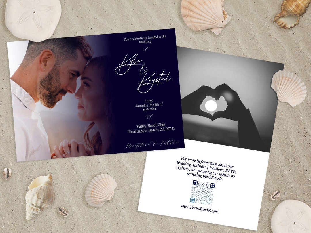 Huntington Photo Wedding Invitation Template Customizable Etsy