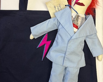 Seltene David Bowie Life on Mars Kunstpuppe & Blitz Tragetasche