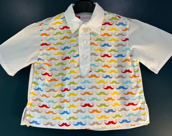 Boys Vintage style, age 2/3 years moustache print shirt