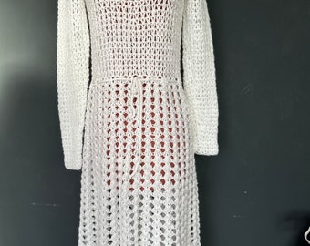 Vintage Boho style ivory crochet dress size 8-10