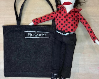 Robert Smith The Cure Art Doll with embroidered tote bag