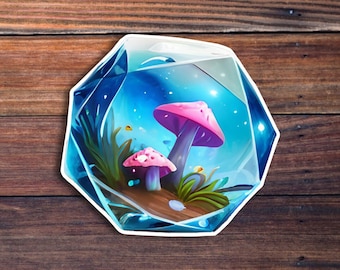 D20 Mushroom Terrarium Vinyl Sticker, Dungeons And Dragons, DND Gift, DM Gift, Dungeon Master, Dice Sticker, RPG Sticker,D&D Tabletop Gaming