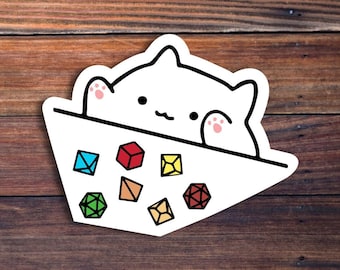Cat Throwing Dice Vinyl Sticker, Rpg Sticker, Tabletop Gaming Sticker. RPG Sticker, Cat Sticker, Game Master Rpg Sticker, GM Sticker