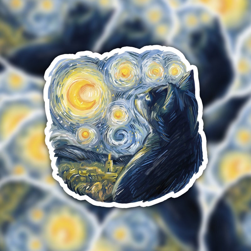 Cat Van Gogh Stickers - Etsy