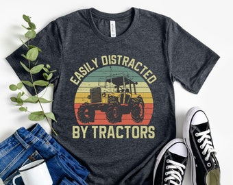 Easily Distracted By Tractors, Tractor Shirt, Gift For Farmer, Farmer Shirt, Farming Shirt, Tractor Lover Gift, Tractor Gifts, Retro Tractor