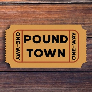 Pound Town Ticket Sticker, Funny Tumbler Water Bottle Laptop Planner Notebook Phone Sticker, Meme Sticker, Laminated Vinyl Decal Sticker