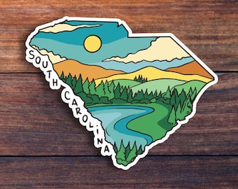 South Carolina Vinyl Sticker, South Carolina State Shaped Sticker, State Art Sticker, South Carolina Map Decal, Water Bottle Sticker