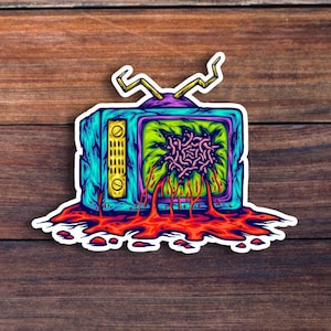 TV Zombie Head Gore Sticker, Glitchcore Sticker, Weird Stickers, Aesthetic Stickers, Bloody Gorey Scary Spooky Sticker, Weirdcore Stickers