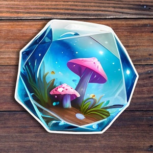 D20 Mushroom Terrarium Vinyl Sticker, Dungeons And Dragons, DND Gift, DM Gift, Dungeon Master, Dice Sticker, RPG Sticker,D&D Tabletop Gaming