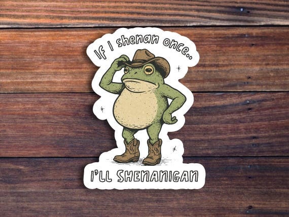 Frog Cowboy Sticker, Funny Shenanigan Vinyl Decal, Waterproof Laptop Sticker