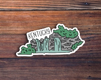 Kentucky State Sticker, Waterfall Design, Waterproof Vinyl Decal