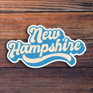 New Hampshire Retro Text Vinyl Sticker, New Hampshire Decal, High-Quality Waterproof Sticker, US State Stickers, Car Sticker, Laptop Sticker