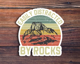 easily distracted by Rocks vinyl sticker, funny sticker, Rocks laptop decals, Rocks tumbler stickers, Rocks water bottle hydro flask sticker