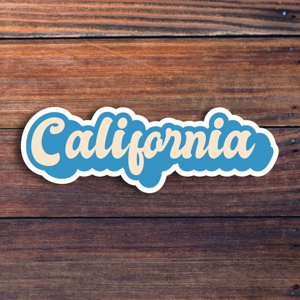 California Retro Text Vinyl Sticker, California State Decal, USA State Laptop Stickers, State Of California Sticker, College Student Gift