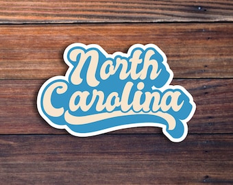 North Carolina Retro Text Sticker, North Carolina Stickers, North Carolina Decal, USA State Stickers, State Of North Carolina Sticker