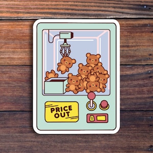 Teddy Bear Claw Machine Sticker, Cute Teddy Bear Sticker