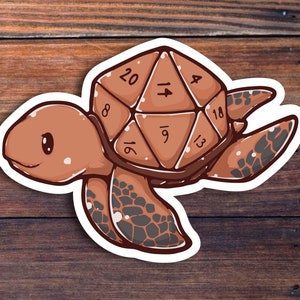 D20 Turtle Vinyl Sticker, Dungeons And Dragons, DND Gift, DM Gift, Dungeon Master, D20 Dice Sticker, RPG Sticker,D&D Tabletop Gaming Sticker